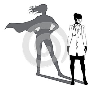 Superhero Doctor With Super Hero Shadow Silhouette