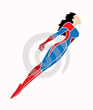 Superhero flying action, Cartoon superhero woman