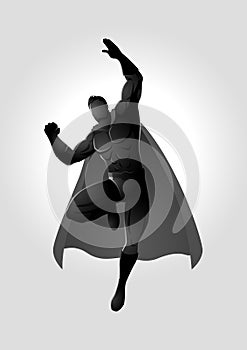 Superhero in flying pose