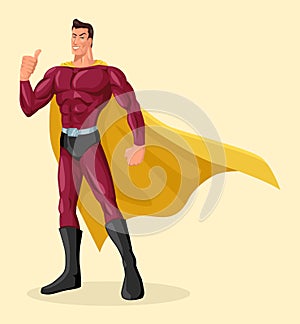 Superhero with gallant pose giving thumbs up