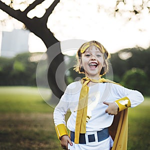 Superhero Girl Cute Happiness Fun Playful Concept