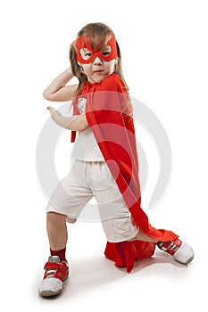 Superhero girl in a red