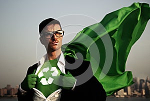 Superhero of Green Business Posing