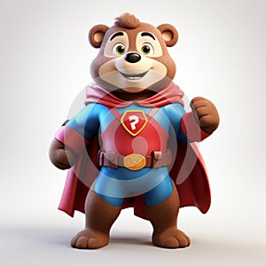 Superhero Happy Bear: Groovy Cartoon Character In Photorealistic Style photo