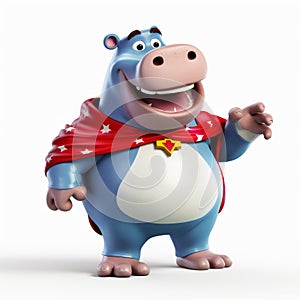 Superhero Hippo Character - 3d Rendering Sample photo
