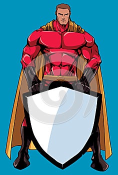 Superhero Holding Shield No Mask