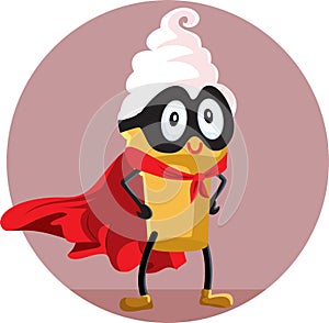 Superhero Ice Cream Mascot Vector Character Wearing a Red Cape