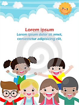 Superhero kid on background,Template for advertising brochure,poster your text ,Vector Illustration.