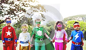 Superhero Kids Aspiration Imagination Playful Fun Concept