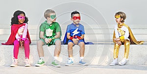 Superhero Kids Aspiration Imagination Playful Fun Concept