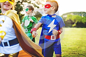 Superhero Kids Aspiration Imagination Playful Fun Concept