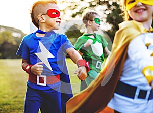 Superhero Kids Aspiration Imagination Playful Fun Concept