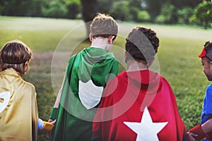 Superhero Kids Aspiration Imagination Playful Fun Concept