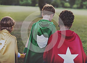 Superhero Kids Aspirations Fun Outdoors Concept