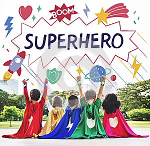 Superhero Kids Imagination Power Helper Concept photo