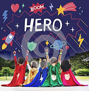 Superhero Kids Imagination Power Helper Concept