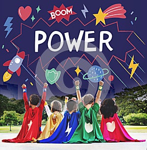 Superhero Kids Imagination Power Helper Concept