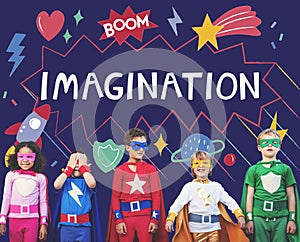 Superhero Kids Imagination Power Helper Concept