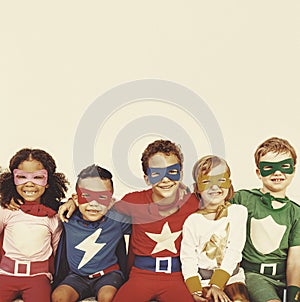 Superhero Kids Power Fun Enjoyment Concept photo