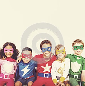 Superhero Kids Power Fun Enjoyment Concept photo