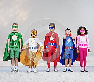 Superhero kids with superpowers concept photo