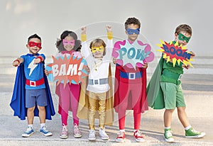 Superhero kids with superpowers photo