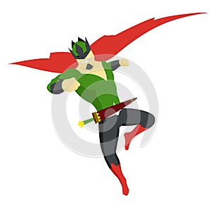 Superhero king actions icon in cartoon colored style jump pose vector illustration.