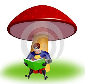 Superhero with Mashroom & book