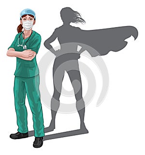 Superhero Nurse Doctor Woman Super Hero Shadow
