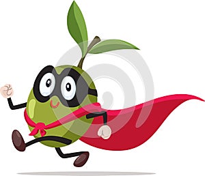 Superhero Olive Vector Character Running Fast in its Outfit