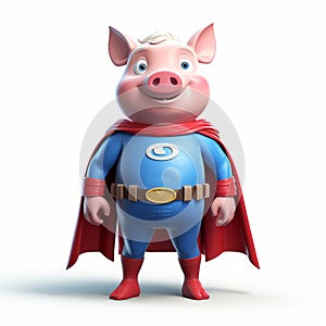 Superhero Pig Cartoon Character With Soviet Style Cape