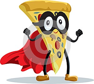 Superhero Pizza Mascot Character Vector Cartoon Design