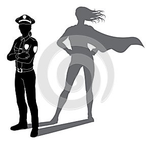 Superhero Police Woman Officer Super Hero Shadow