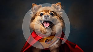 Superhero Pomeranian A Stylish Canine Defender - Generative AI