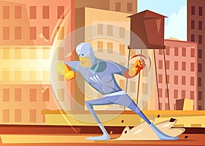 Superhero Protecting The City Illustration