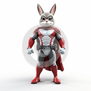 Superhero Rabbit 3d Rendering - Red And Gray Style photo