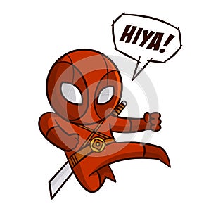 Superhero Red Ninja Sticker