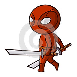 Superhero Red Ninja Sticker