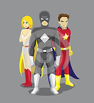 Superhero Set Poses Cartoon Vector Illustration 3
