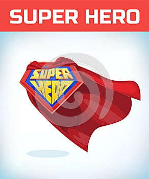 Superhero sign. Super hero. Shield isolated on blue background. vector illustration.