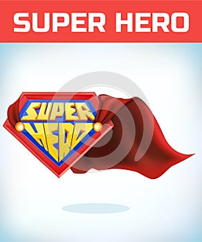 Superhero sign. Super hero. Shield isolated on blue background. vector illustration.
