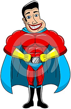 Superhero Smiling Hands Hips Isolated