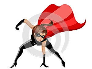 Superhero or super hero woman combat pose isolated photo