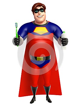 Superhero with Tooth brush and colgate photo