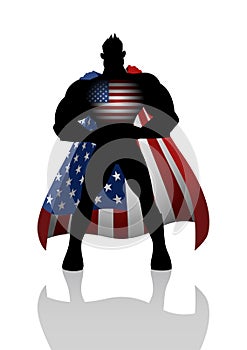 Superhero with USA insignia