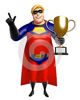 Superhero with Winning cup