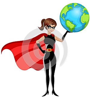 Superhero woman earth isolated
