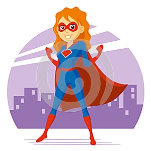 Superhero Woman Supermom Cartoon character Vector illustration