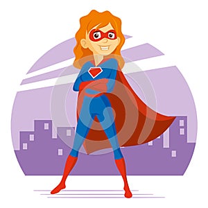 Superhero Woman Supermom Cartoon character Vector illustration