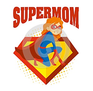 Superhero Woman Supermom Cartoon character Vector illustration